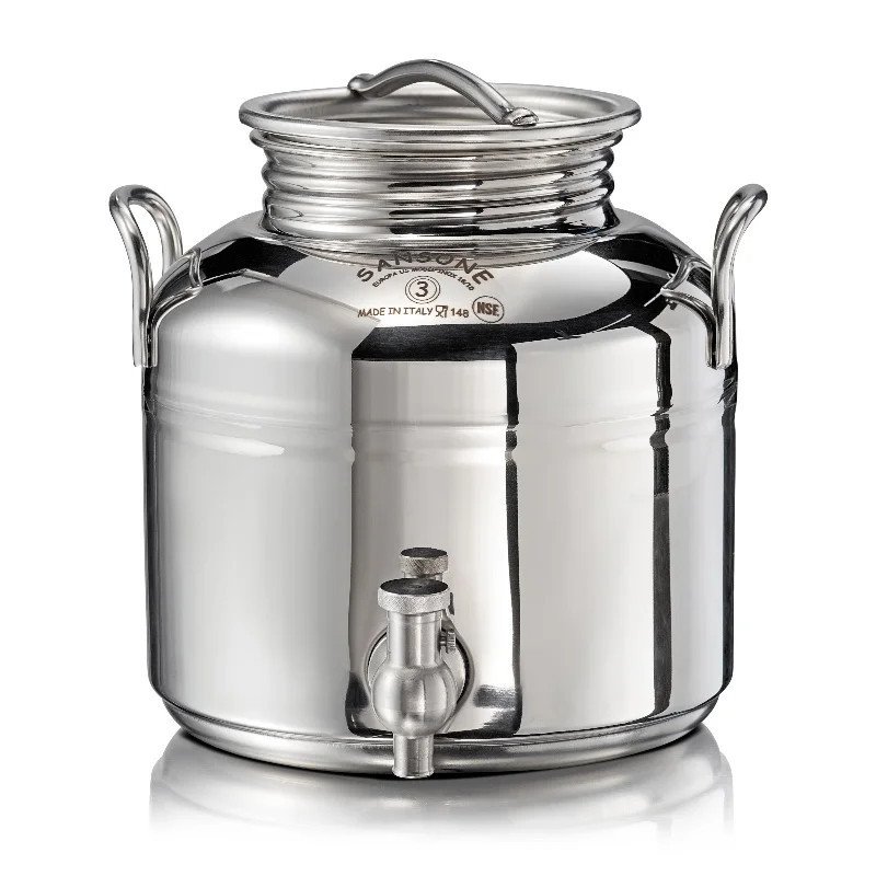 SANSONE CITERNE 3 LITRES POUR HUILE D'OLIVE-EN INOX 18/10 - EUROPA MODEL AVEC SUPPORT INOX
