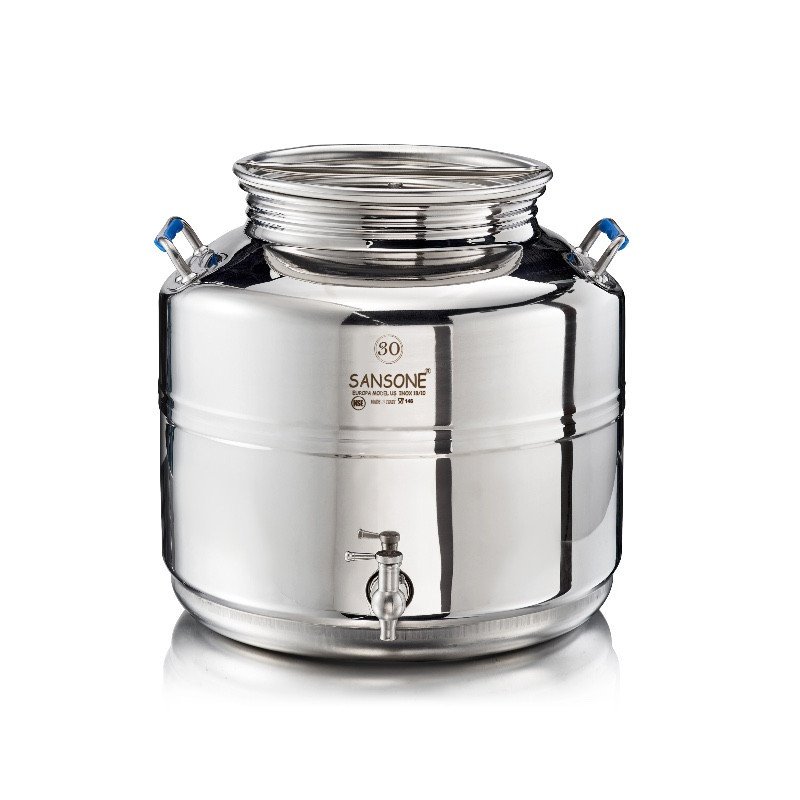SANSONE CITERNE 30 LITRES POUR HUILE D'OLIVE-EN INOX 18/10 - EUROPA MODEL SANS SUPPORT