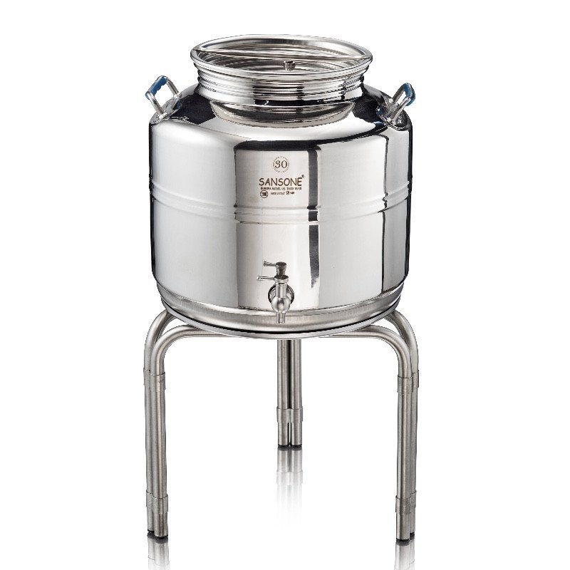 SANSONE CITERNE 30 LITRES POUR HUILE D'OLIVE-EN INOX 18/10 - EUROPA MODEL SANS SUPPORT