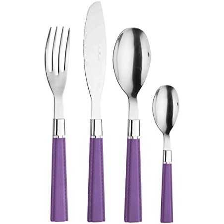 Lot de 24 couverts en cuir couleur violette PINTINOX