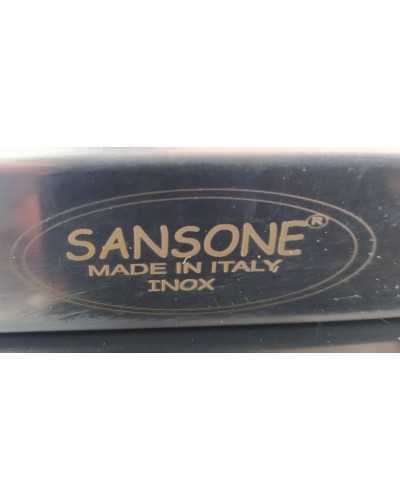 SANSONE SET DE HUILE ET VINAIGRE EN INOX, SALIÈRE ET POIVRIER EN VERRE AVEC SUPPORT INOX 18/10 - 4 PIÈCES