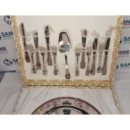 Couverts A DESSERT 12 pièces + 1 Plateux service en inox 18/10 + 1 SPATULE A SERVICE COUDÉE INOX 18/10