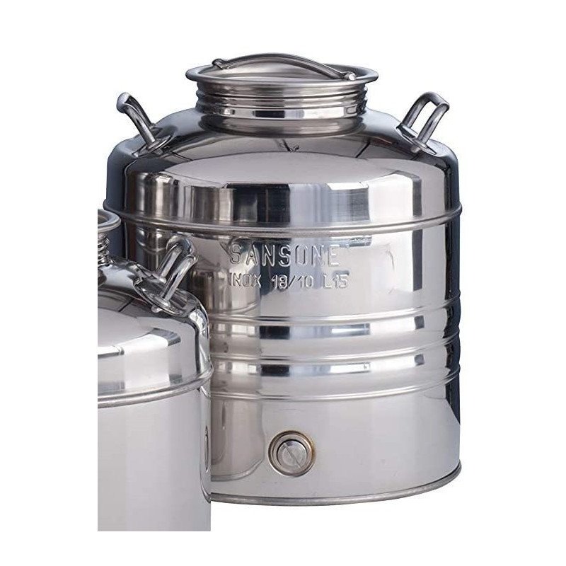 SANSONE CITERNE 15 LITRES POUR HUILE D'OLIVE-EN INOX 18/10 - AGRAFE MODEL