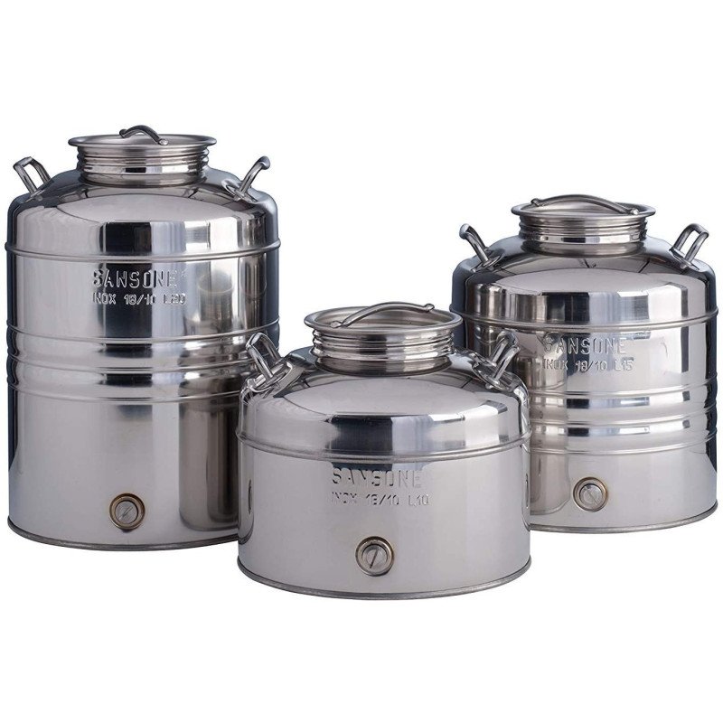 SANSONE CITERNE 20 LITRES POUR HUILE D'OLIVE-EN INOX 18/10 - AGRAFE MODEL