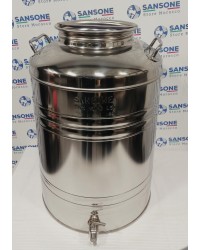 SANSONE CITERNE 50 LITRES POUR HUILE D'OLIVE-EN INOX 18/10 - AGRAFE MODEL+ BOUTEILLE 1 LT EN VERRE