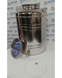 SANSONE CITERNE 50 LITRES POUR HUILE D'OLIVE-EN INOX 18/10 - AGRAFE MODEL+ BOUTEILLE 1 LT EN VERRE