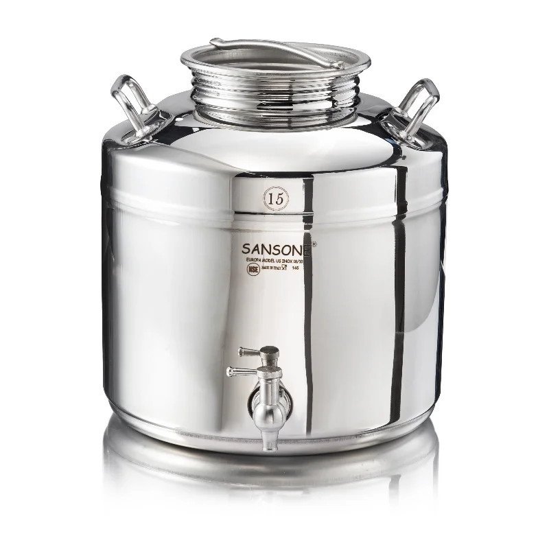 SANSONE CITERNE 15 LITRES POUR HUILE D'OLIVE-EN INOX 18/10 - EUROPA MODEL SANS SUPPORT