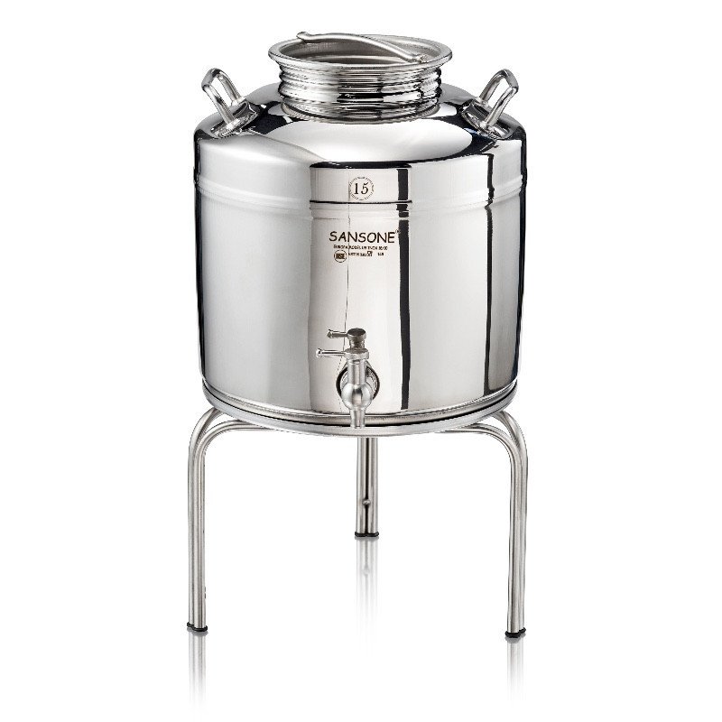 SANSONE CITERNE 15 LITRES POUR HUILE D'OLIVE-EN INOX 18/10 - EUROPA MODEL SANS SUPPORT